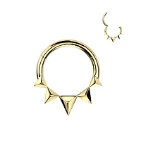 316L Surgical Steel Gold PVD Dainty Small Spiked Hinged Clicker Hoop