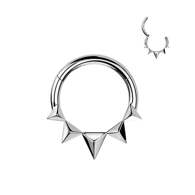 316L Surgical Steel Dainty Small Spiked Hinged Clicker Hoop