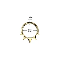 316L Surgical Steel Gold PVD Dainty Small Spiked Hinged Clicker Hoop