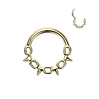 316L Surgical Steel Gold PVD Chain Link Spike Hinged Clicker Hoop