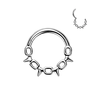 316L Surgical Steel Chain Link Spike Hinged Clicker Hoop