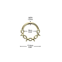 316L Surgical Steel Gold PVD Chain Link Spike Hinged Clicker Hoop