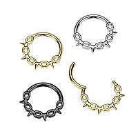 316L Surgical Steel Black PVD Chain Link Spike Hinged Clicker Hoop