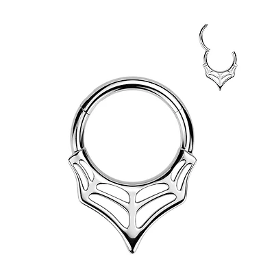 316L Surgical Steel V Shaped Spider Web Spooky Hinged Clicker Hoop