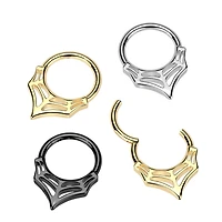 316L Surgical Steel Gold PVD V Shaped Spider Web Spooky Hinged Clicker Hoop