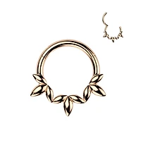 316L Surgical Steel Rose Gold PVD Dainty Floral Petal Design Hinged Clicker Hoop