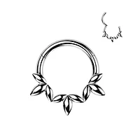 316L Surgical Steel Dainty Floral Petal Design Hinged Clicker Hoop