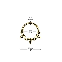 316L Surgical Steel Gold PVD Dainty Floral Petal Design Hinged Clicker Hoop