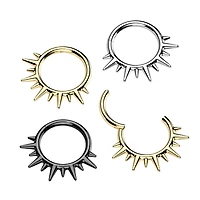 316L Surgical Steel Black PVD Dainty Wide Flare Spikes Hinged Clicker Hoop