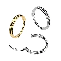 316L Surgical Steel Gold PVD Double Hoop Hinged Clicker Nose Ring