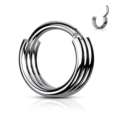 316L Surgical Steel Triple Hoop Thick Cuff Hinged Clicker Hoop
