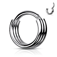 316L Surgical Steel Triple Hoop Thick Cuff Hinged Clicker Hoop
