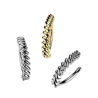 316L Surgical Steel Gold PVD Twisted Hinged Clicker Belly Ring