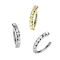 316L Surgical Steel Gold PVD Pyramid Ridged Hinged Clicker Belly Ring