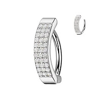 316L Surgical Steel CZ Wide Triple Line Pave Hinged Clicker Belly Ring