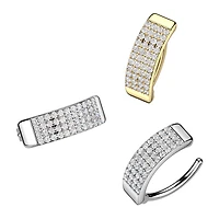 316L Surgical Steel Gold PVD Thick 4 Row White CZ Pave Hinged Clicker Belly Ring