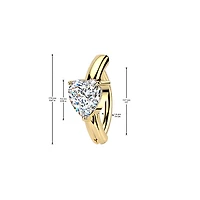 316L Surgical Steel Gold PVD Large White CZ Heart Hinged Clicker Belly Ring