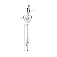 316L Surgical Steel White CZ Square Gem Heart Dangle Hinged Clicker Belly Ring