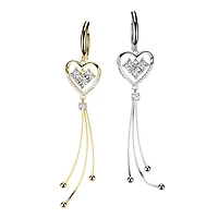 316L Surgical Steel White CZ Square Gem Heart Dangle Hinged Clicker Belly Ring