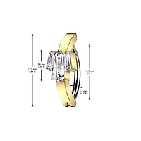 316L Surgical Steel Gold PVD White CZ Baguette Gem Cluster Hinged Clicker Belly Ring