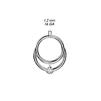 Implant Grade Titanium Double White CZ Gem Hinged Septum Daith Clicker Hoop