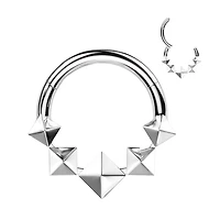 Implant Grade Titanium Pyramid Shaped Septum Hinged Clicker Hoop