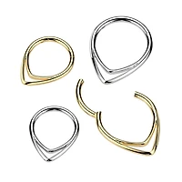 Implant Grade Titanium Gold PVD Double V Shaped Septum Ring Clicker Hoop