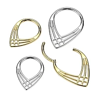 Implant Grade Titanium Gold PVD Art Deco Cross Weave V Shaped Septum Ring Clicker Hoop