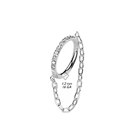 Implant Grade Titanium Gold PVD White CZ Pave Chain Dangle Hinged Clicked Hoop