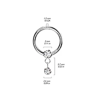 Implant Grade Titanium Gold PVD White CZ Bezel Dangle Hinged Clicker Hoop