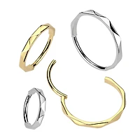 Implant Grade Titanium Gold PVD Ridged Design Nose Hoop Hinged Clicker Ring