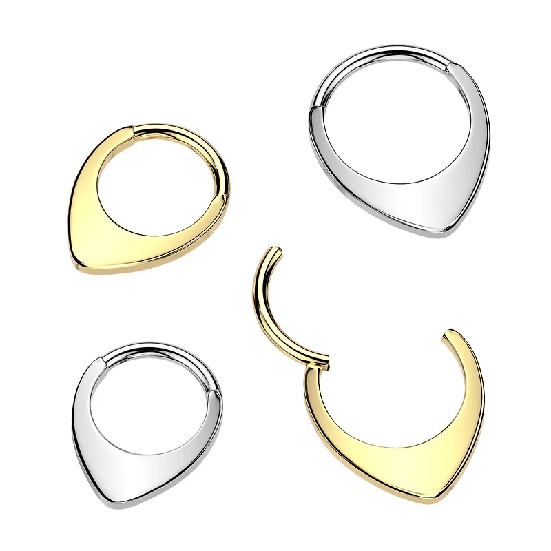 Implant Grade Titanium Gold PVD Thick Flat V Shape Septum Hinged Clicker Hoop