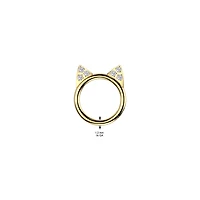 Implant Grade Titanium White CZ Cute Cat Ear Hinged Clicked Hoop
