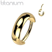 High Polished Implant Grade Titanium Gold PVD Clicker Hinged Hoop