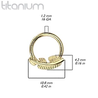 Implant Grade Titanium Gold PVD Feather Hinged Clicker Hoop