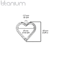 Implant Grade Titanium White CZ Heart Hinged Daith Clicker Hoop