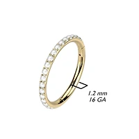 Implant Grade Titanium Gold PVD Pearl Studded Hinged Cartilage Clicker Hoop