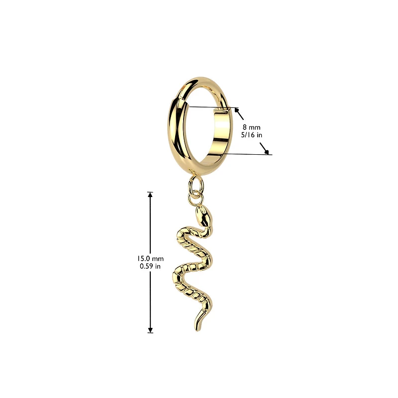 Implant Grade Titanium Snake Dangle Hinged Clicker Hoop