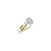 Pair of 316L Surgical Steel Push In Backing White CZ Square Gem Stud Earrings
