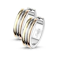 Pair of 316L Surgical Steel 3 Tone Gold Rose Gold PVD Hoop Earrings