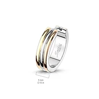 Pair of 316L Surgical Steel 3 Tone Gold Rose Gold PVD Hoop Earrings