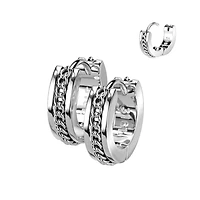 Pair of 316L Surgical Steel Chain Link Design Hinged Hoop Earrings