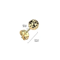 Pair of 316L Surgical Steel Gold PVD Hammered Ball Stud Earrings
