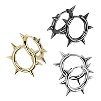Pair of 316L Surgical Steel Thin Spike Hinged Hoop Earring