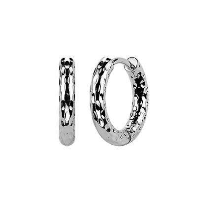 Pair of 316L Surgical Steel Hammered Hinged Hoop Earrings