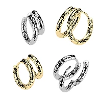 Pair of 316L Surgical Steel Hammered Hinged Hoop Earrings