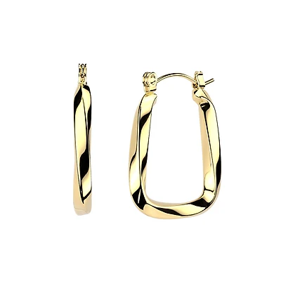 Pair of 316L Surgical Steel Gold PVD Twisted Large Hinged Hoop Earrings