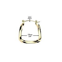 Pair of 316L Surgical Steel Gold PVD Twisted Large Hinged Hoop Earrings