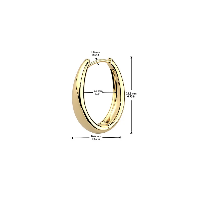 Pair of 316L Surgical Steel Long Oval Hinged Hoop Earrings