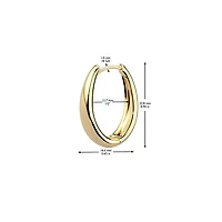 Pair of 316L Surgical Steel Gold PVD Long Oval Hinged Hoop Earrings
